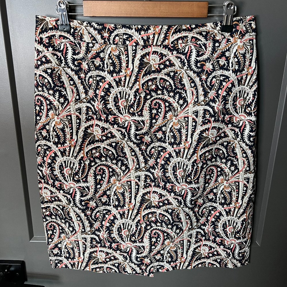 J Crew No 2 Pencil Skirt Multicolor Flower Pattern Pattern 10